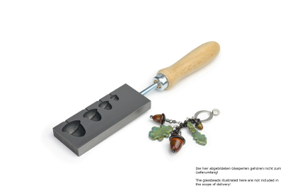 Bead roller with four acorns, one-sided mandrel guide