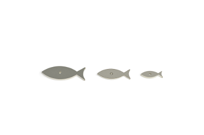 Drei Cabochon Scheiben, Fische, Muster 2, mit 2.5mm Gewinde